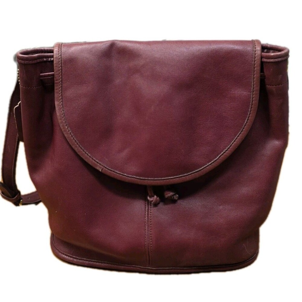 Coach Vintage Drawstring Crossbody Burgandy Leather Bag W/Hangtag USA